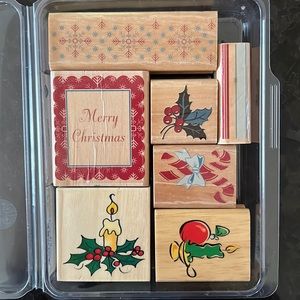 Miscellaneous Christmas 7 piece wooden rubber stamps